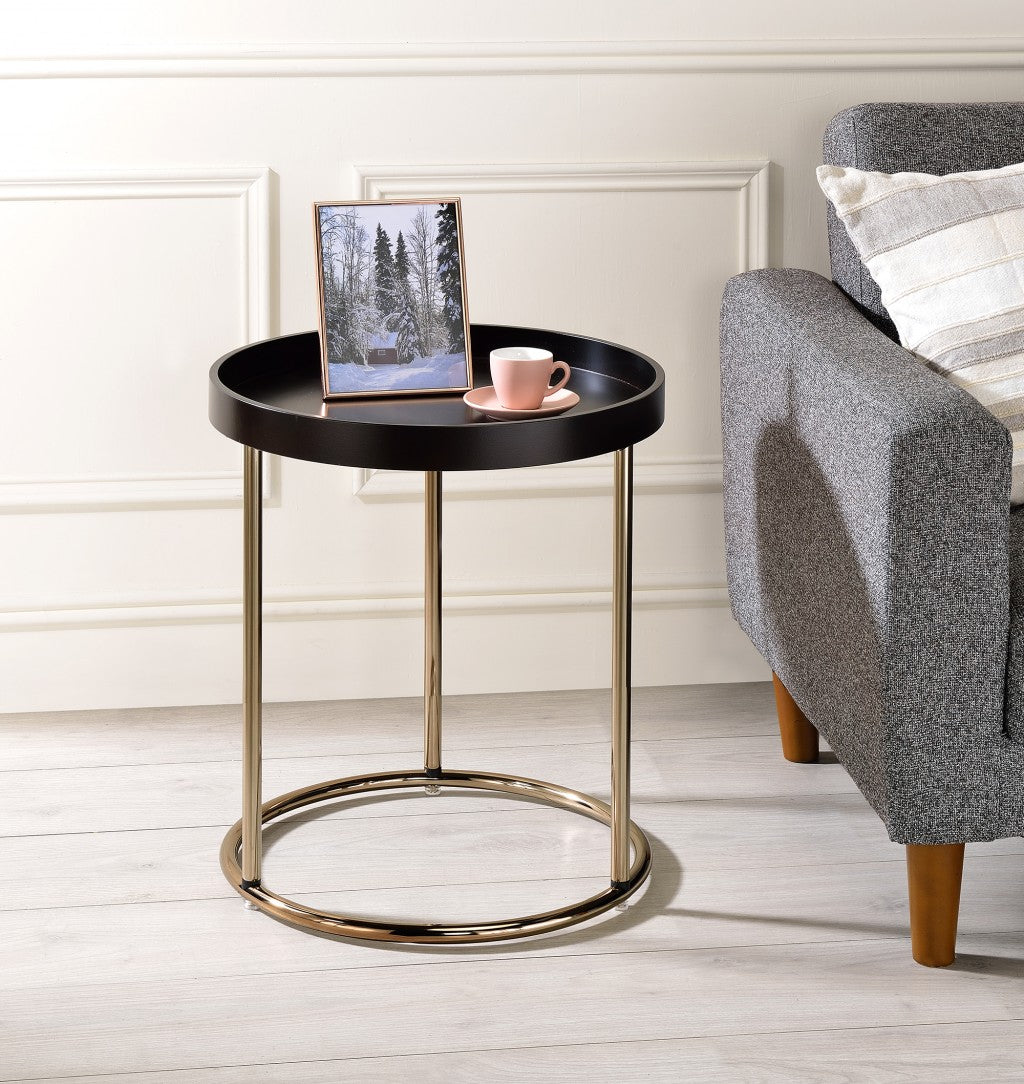 22" Copper And Brown Round End Table-6