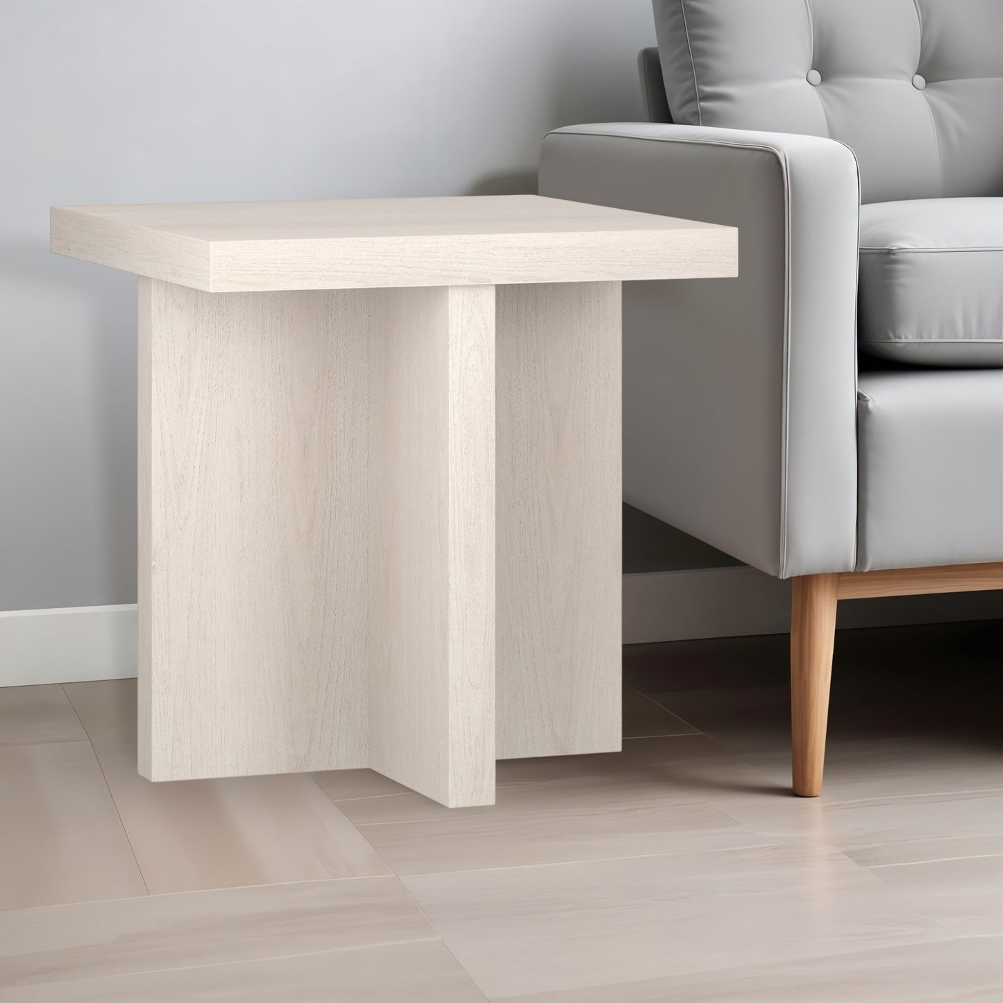 22" Alder White Wood Square End Table-0
