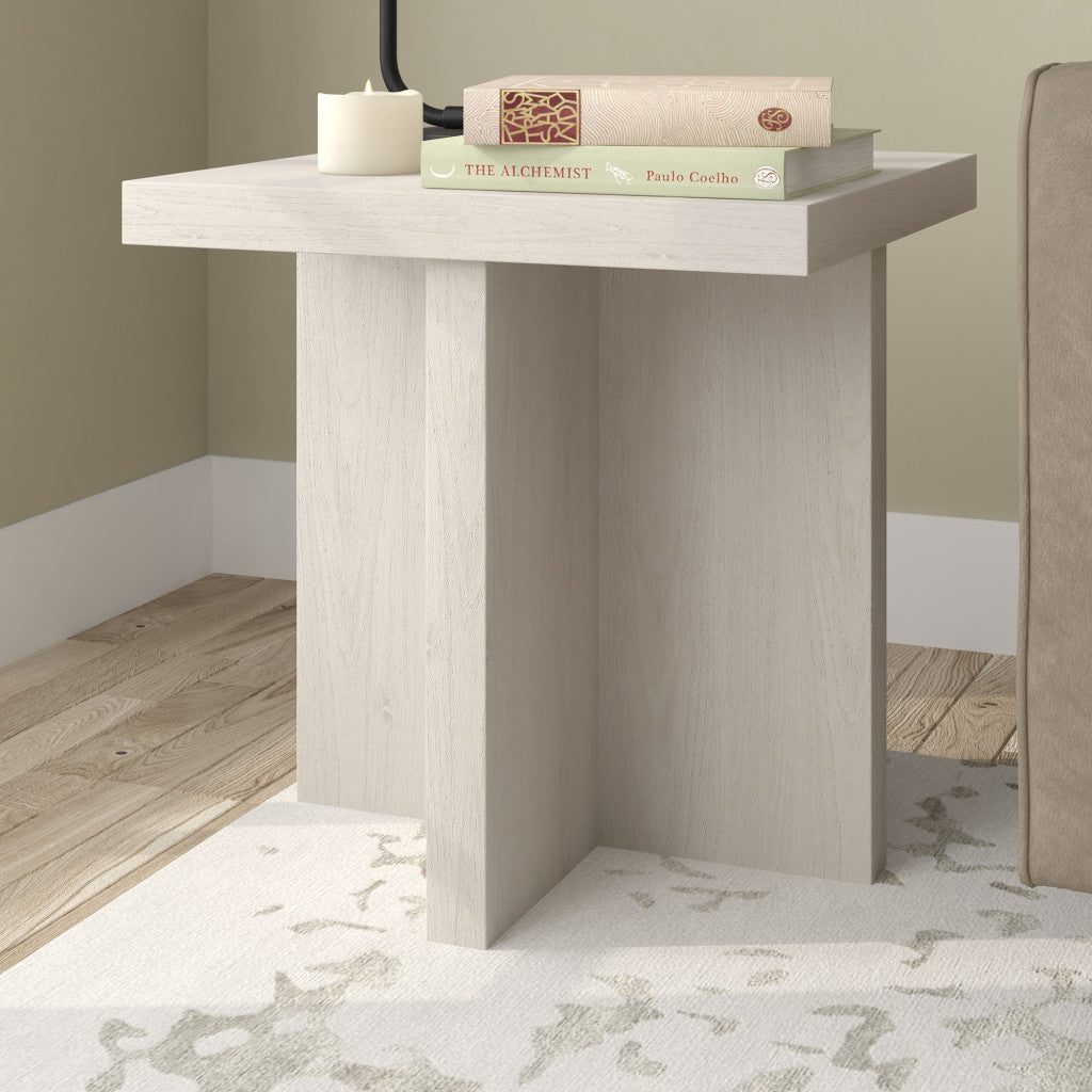 22" Alder White Wood Square End Table-5