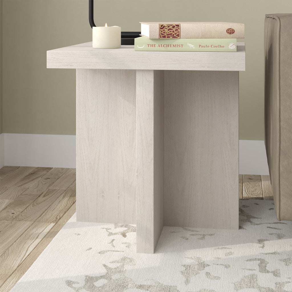 22" Alder White Wood Square End Table-6