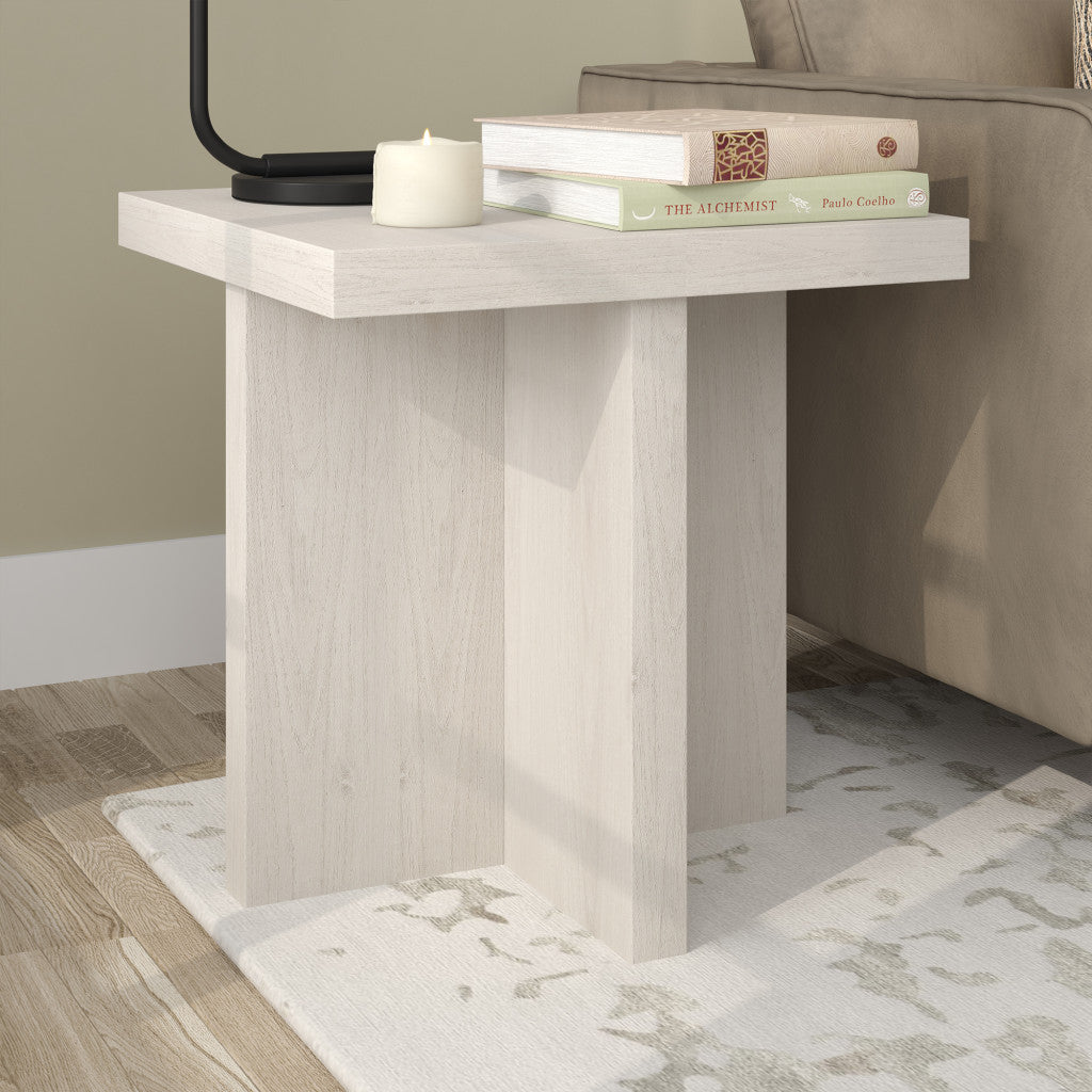 22" Alder White Wood Square End Table-7