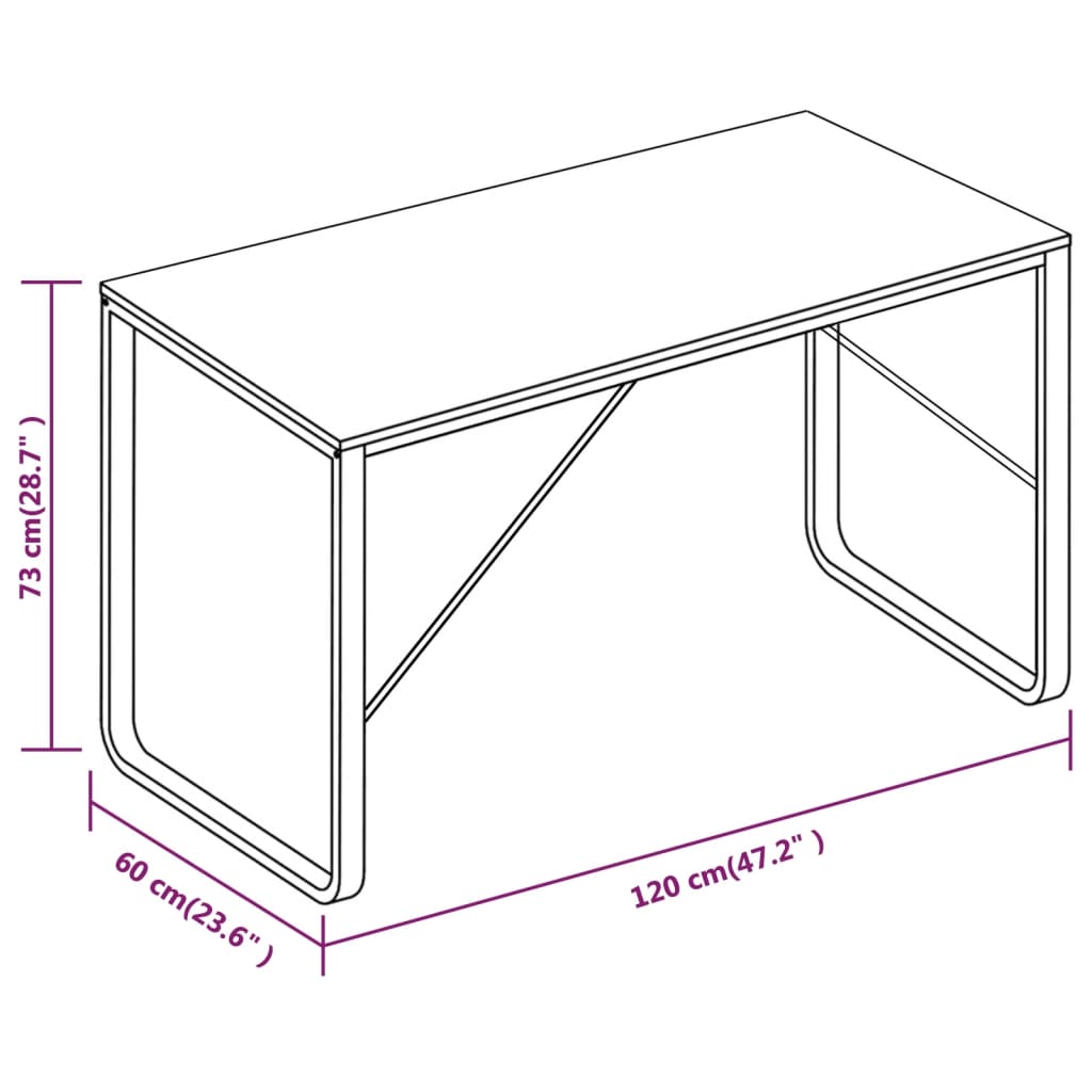 vidaXL Computer Desk Black 47.2"x23.6"x28.7"-3