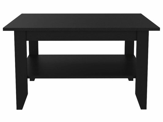 32" Black Coffee Table With Shelf-0