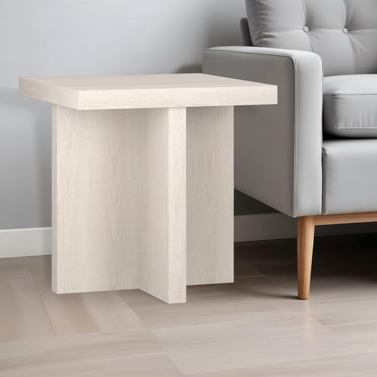 22" Alder White Wood Square End Table-0