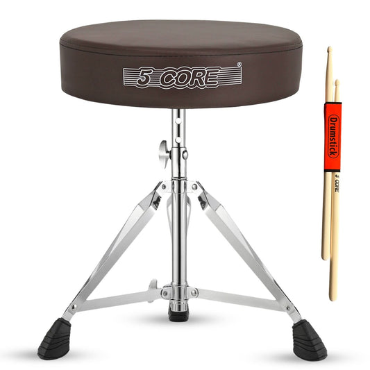 5Core Drum Throne Padded Adjustable Guitar Stool Drummer Seat for Adults & Kids BROWN-0